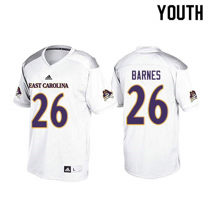 Youth #26 Asa Barnes ECU Pirates College Football Jerseys Sale-White